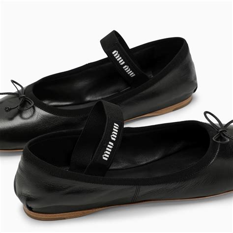 miu miu black ballerinas|Miu Miu Woman Leather Ballerinas Black .